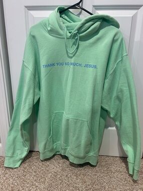 Mint Green Graphic Hoodie Sweatshirt - "Thank You So Much, Jesus."